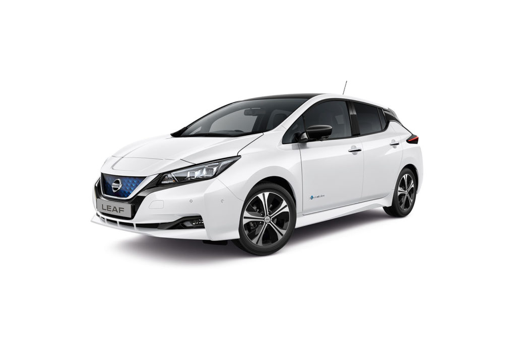 White Nissan Leaf